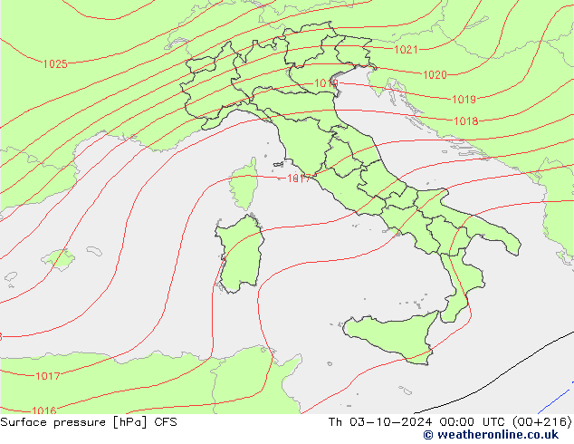 Surface pressure CFS Th 03.10.2024 00 UTC