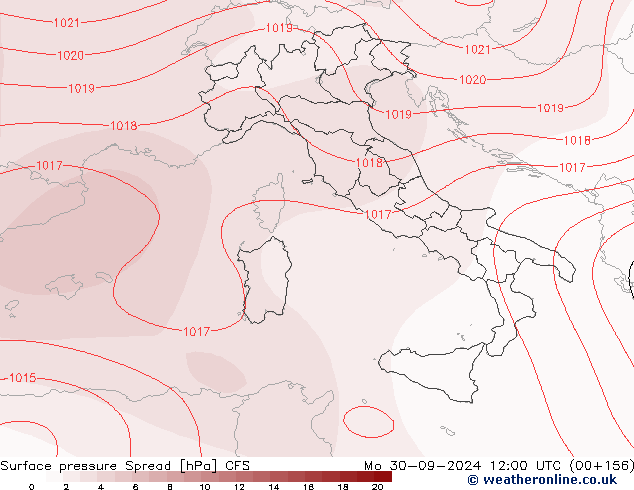 Luchtdruk op zeeniveau Spread CFS ma 30.09.2024 12 UTC