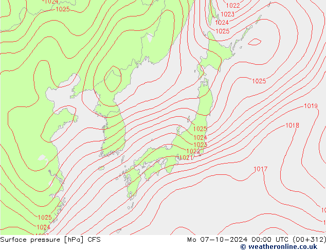 Atmosférický tlak CFS Po 07.10.2024 00 UTC