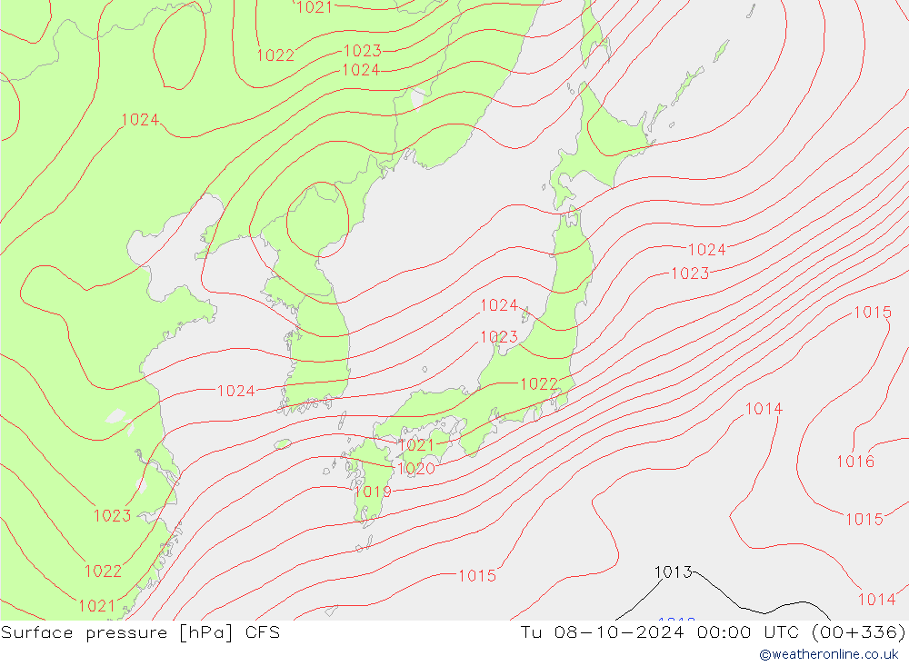 Pressione al suolo CFS mar 08.10.2024 00 UTC