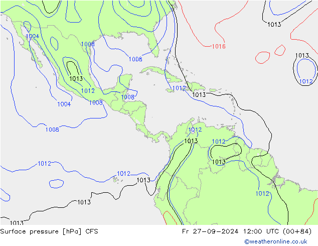 Pressione al suolo CFS ven 27.09.2024 12 UTC