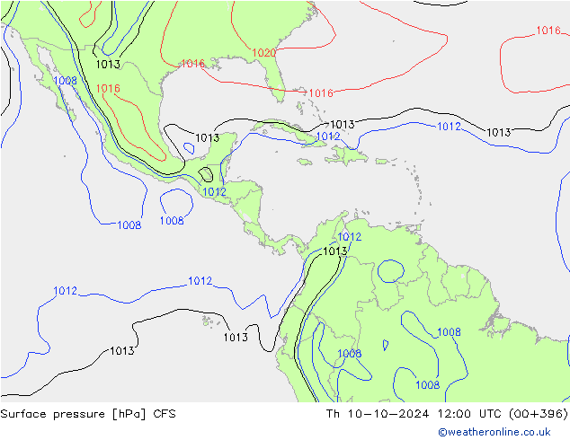 Surface pressure CFS Th 10.10.2024 12 UTC