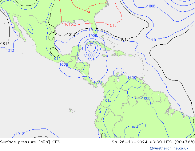 Surface pressure CFS Sa 26.10.2024 00 UTC