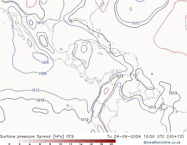 Luchtdruk op zeeniveau Spread CFS di 24.09.2024 12 UTC