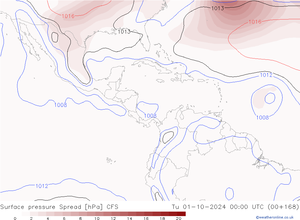 Surface pressure Spread CFS Tu 01.10.2024 00 UTC