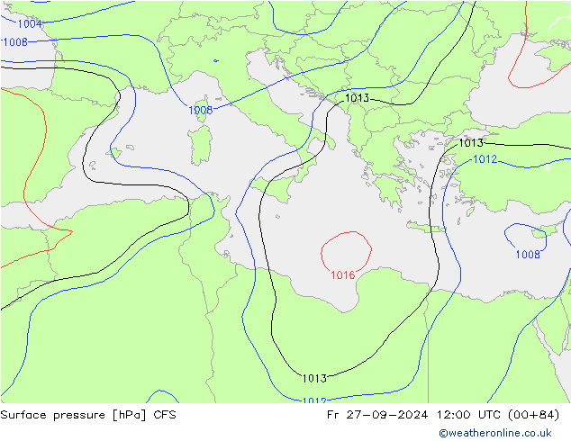 Surface pressure CFS Fr 27.09.2024 12 UTC