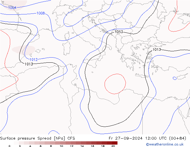 Atmosférický tlak Spread CFS Pá 27.09.2024 12 UTC