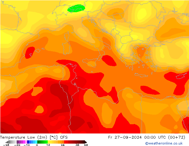 Temperature Low (2m) CFS Fr 27.09.2024 00 UTC