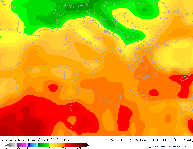 Temperature Low (2m) CFS Mo 30.09.2024 00 UTC