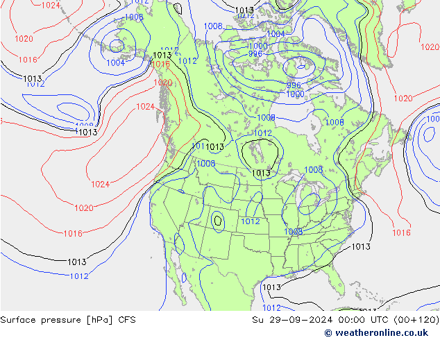 Atmosférický tlak CFS Ne 29.09.2024 00 UTC