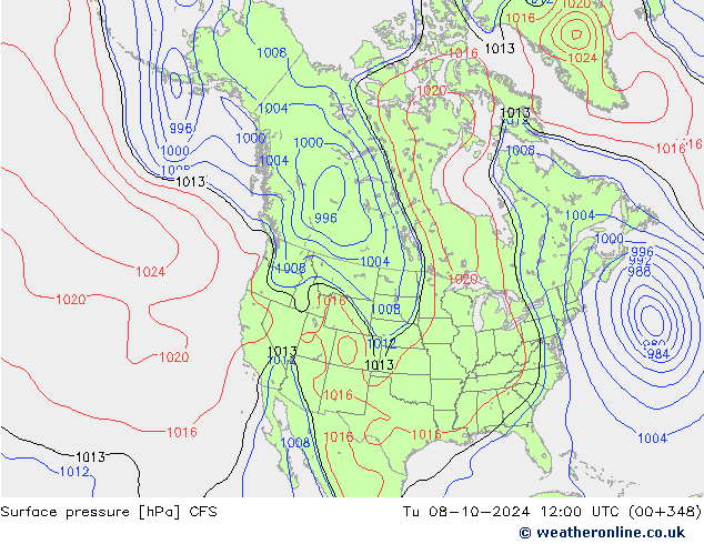 Surface pressure CFS Tu 08.10.2024 12 UTC