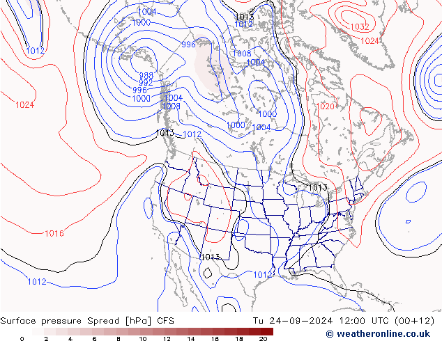 Surface pressure Spread CFS Tu 24.09.2024 12 UTC