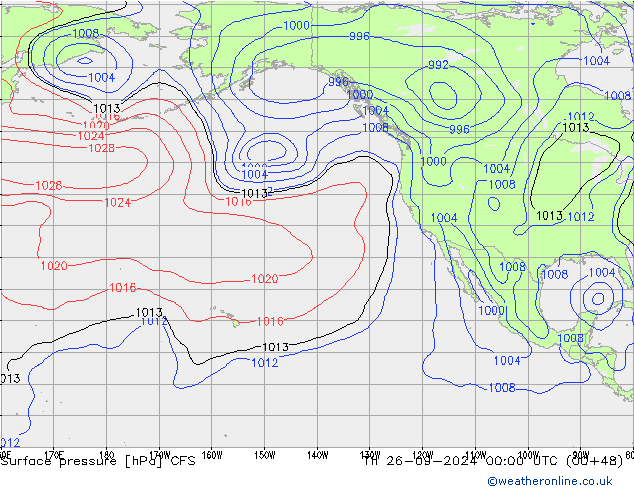 Atmosférický tlak CFS Čt 26.09.2024 00 UTC