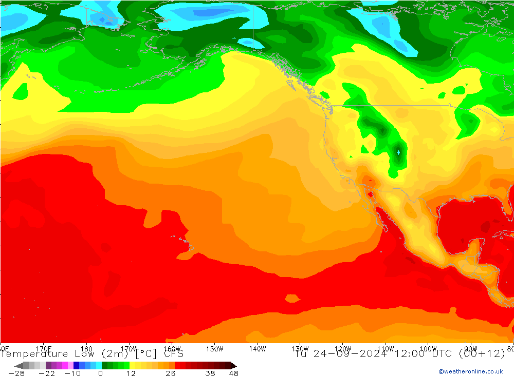 Temperature Low (2m) CFS Tu 24.09.2024 12 UTC