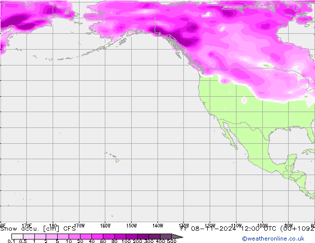 Snow accu. CFS Sex 08.11.2024 12 UTC