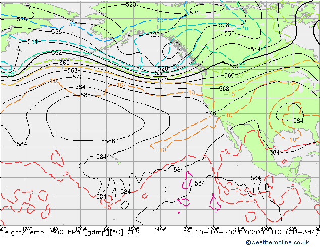 Height/Temp. 500 гПа CFS чт 10.10.2024 00 UTC