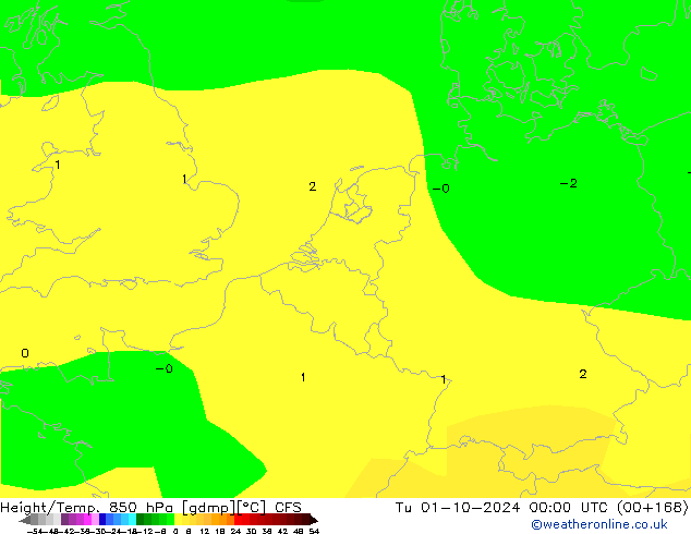 Height/Temp. 850 гПа CFS вт 01.10.2024 00 UTC