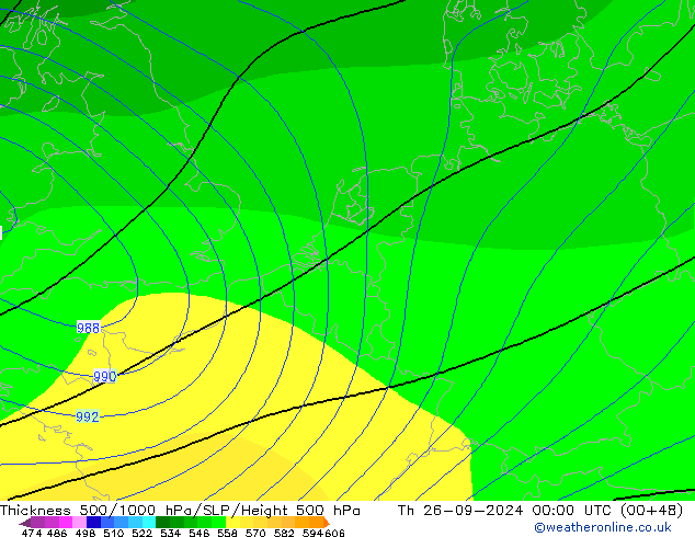 500-1000 hPa Kalınlığı CFS Per 26.09.2024 00 UTC