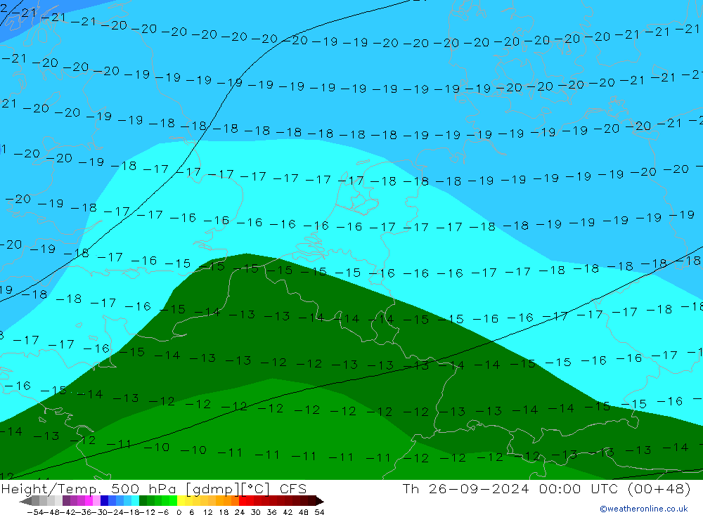 Height/Temp. 500 гПа CFS чт 26.09.2024 00 UTC