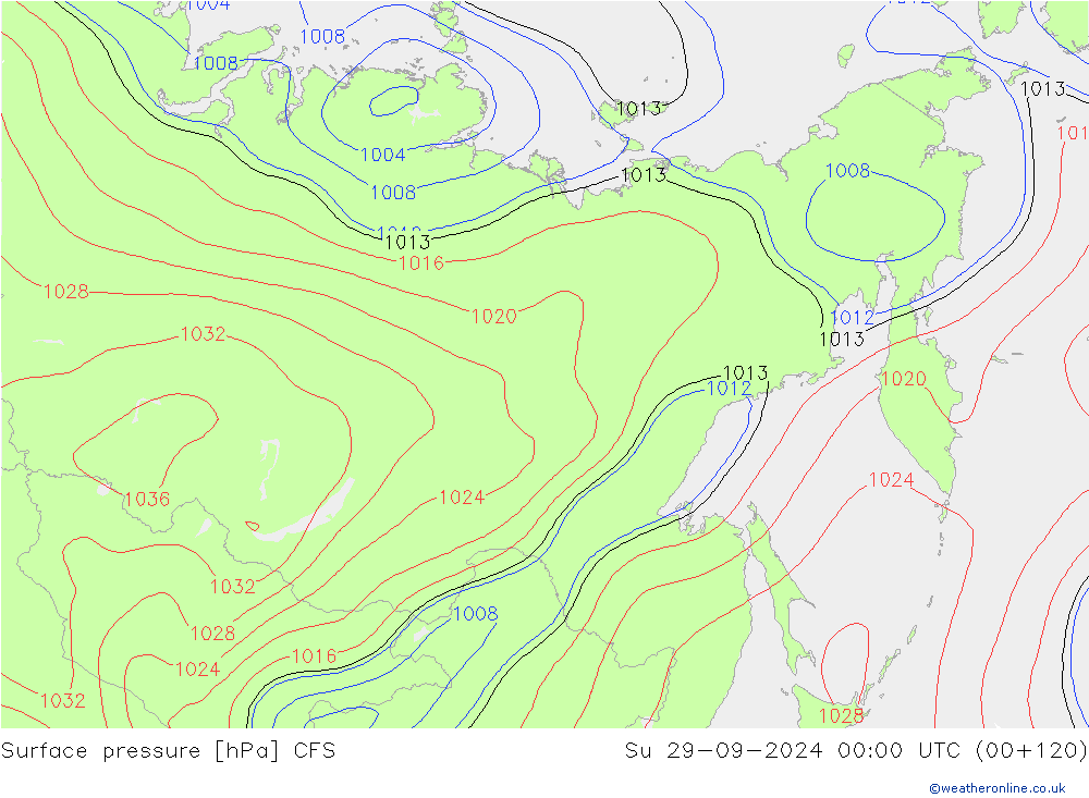 Atmosférický tlak CFS Ne 29.09.2024 00 UTC