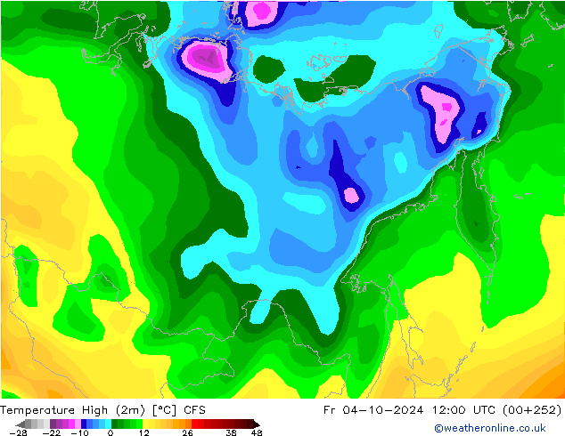 Temperature High (2m) CFS Fr 04.10.2024 12 UTC