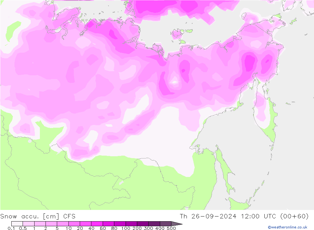 Snow accu. CFS gio 26.09.2024 12 UTC