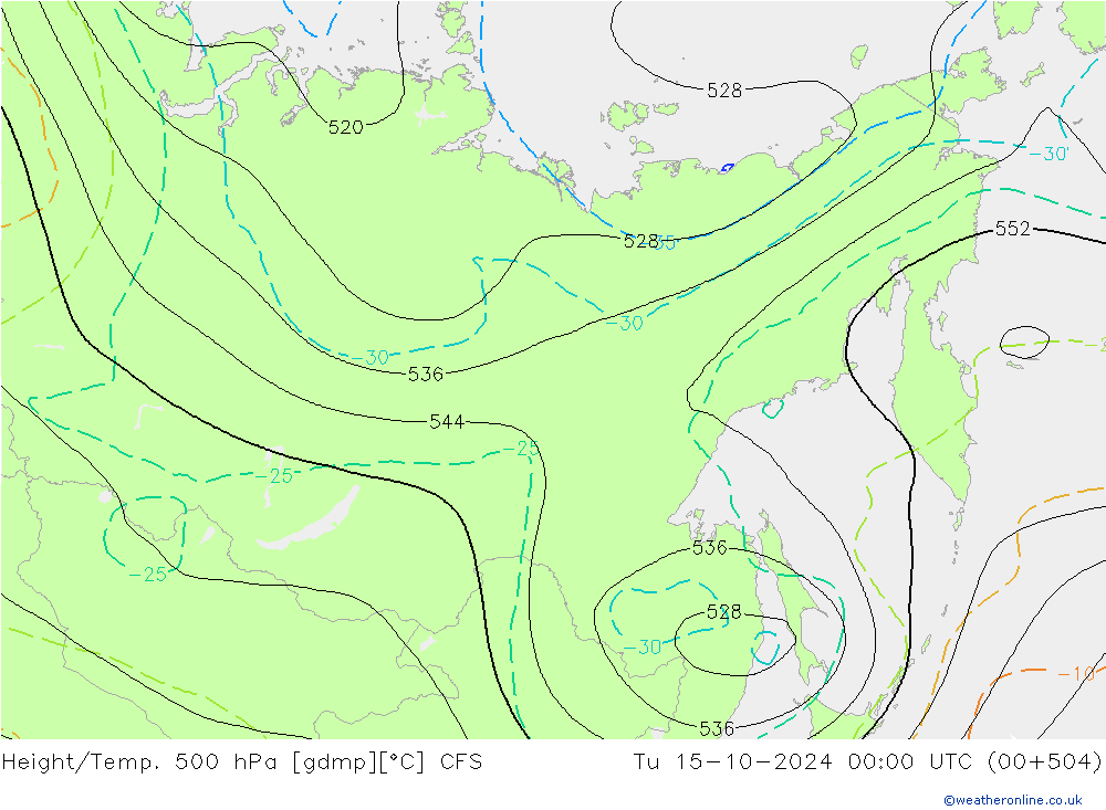 Height/Temp. 500 hPa CFS Tu 15.10.2024 00 UTC