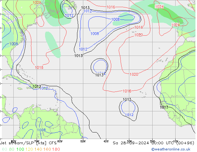 Jet stream/SLP CFS So 28.09.2024 00 UTC