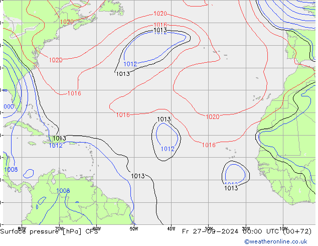 Luchtdruk (Grond) CFS vr 27.09.2024 00 UTC