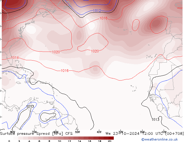 Surface pressure Spread CFS We 23.10.2024 12 UTC