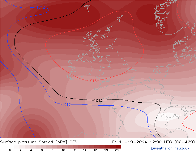 Surface pressure Spread CFS Fr 11.10.2024 12 UTC