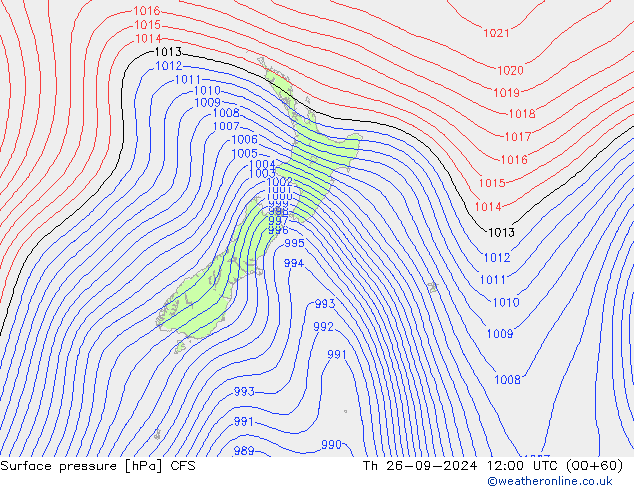 Presión superficial CFS jue 26.09.2024 12 UTC