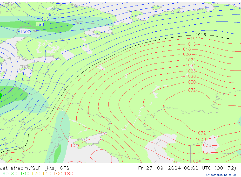 Jet stream/SLP CFS Fr 27.09.2024 00 UTC