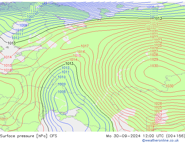 Luchtdruk (Grond) CFS ma 30.09.2024 12 UTC