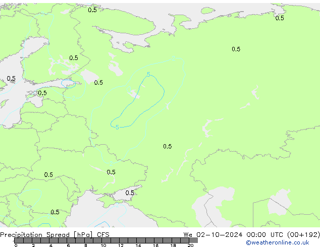 precipitação Spread CFS Qua 02.10.2024 00 UTC