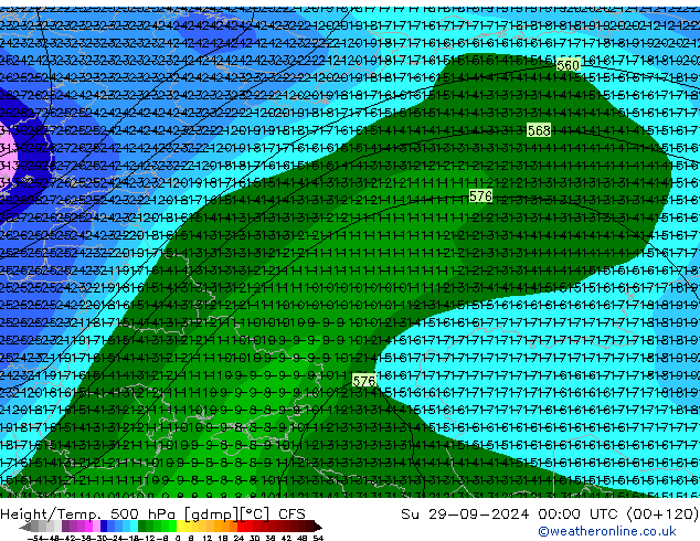 Height/Temp. 500 hPa CFS nie. 29.09.2024 00 UTC