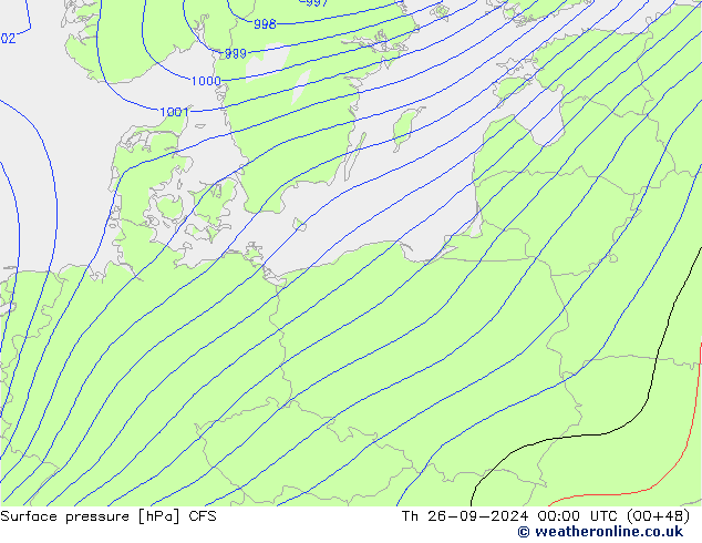 Pressione al suolo CFS gio 26.09.2024 00 UTC