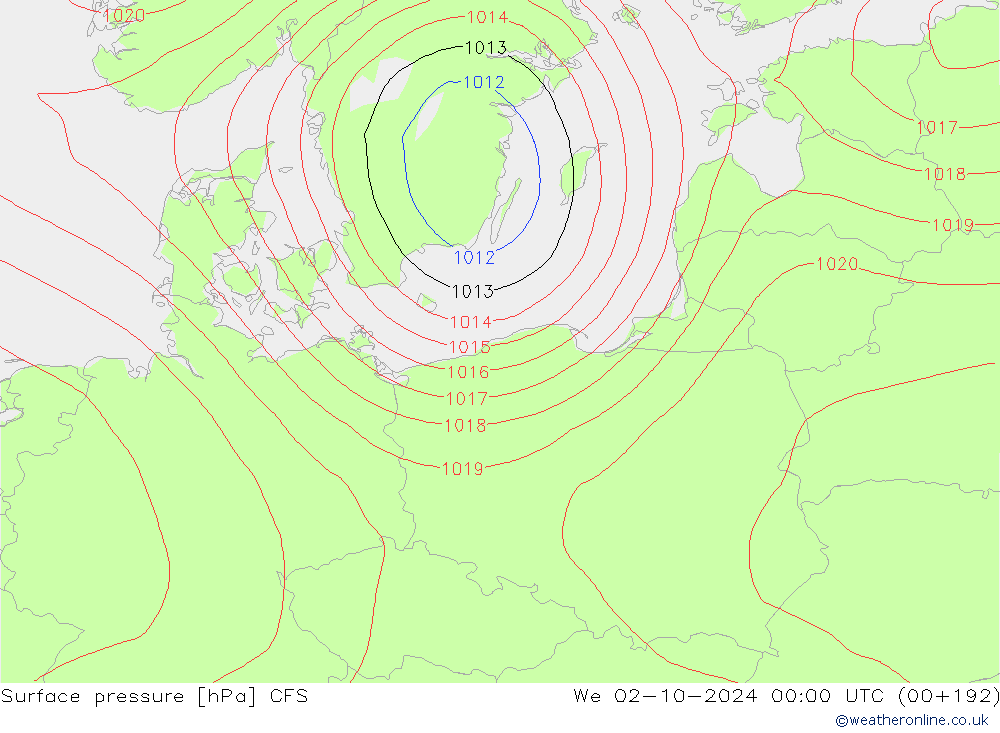 Surface pressure CFS We 02.10.2024 00 UTC