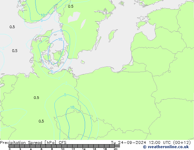 Precipitazione Spread CFS mar 24.09.2024 12 UTC