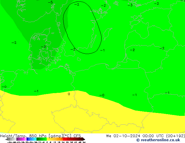 Height/Temp. 850 hPa CFS We 02.10.2024 00 UTC