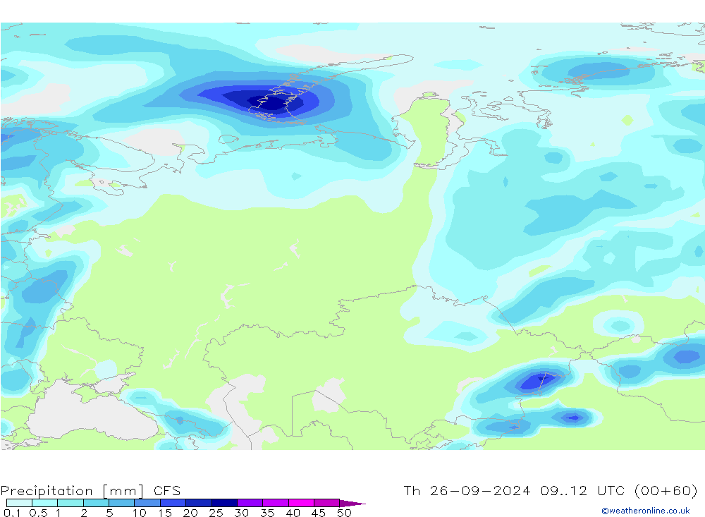 Precipitazione CFS gio 26.09.2024 12 UTC