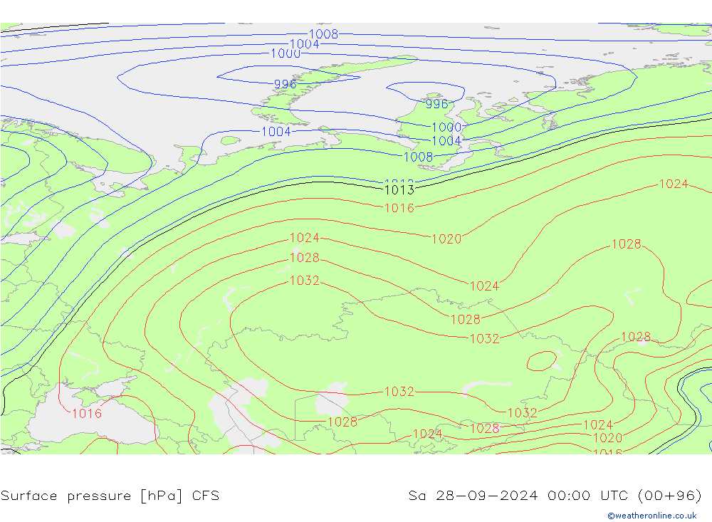 Surface pressure CFS Sa 28.09.2024 00 UTC