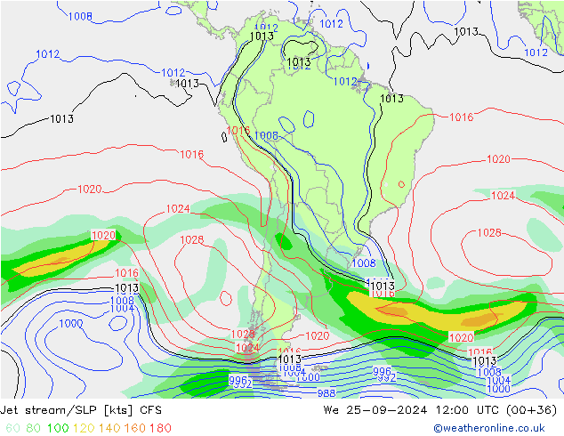 Jet stream/SLP CFS We 25.09.2024 12 UTC