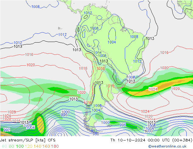 Jet Akımları/SLP CFS Per 10.10.2024 00 UTC