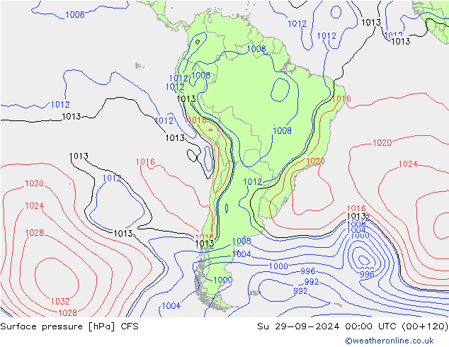 Luchtdruk (Grond) CFS zo 29.09.2024 00 UTC