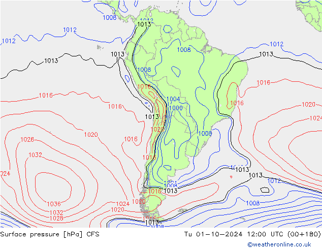 Presión superficial CFS mar 01.10.2024 12 UTC