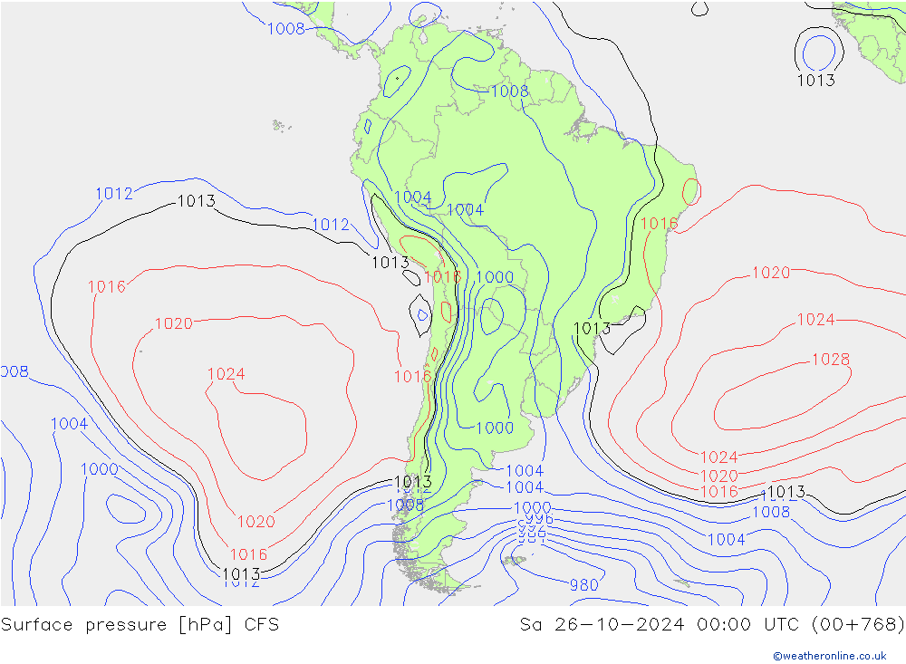 Luchtdruk (Grond) CFS za 26.10.2024 00 UTC