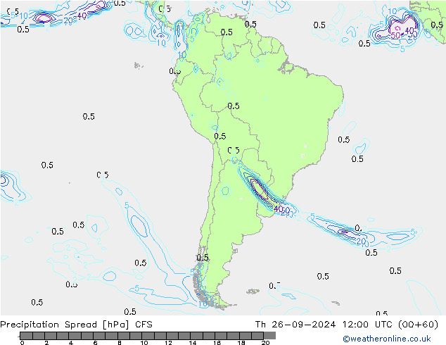 Precipitación Spread CFS jue 26.09.2024 12 UTC