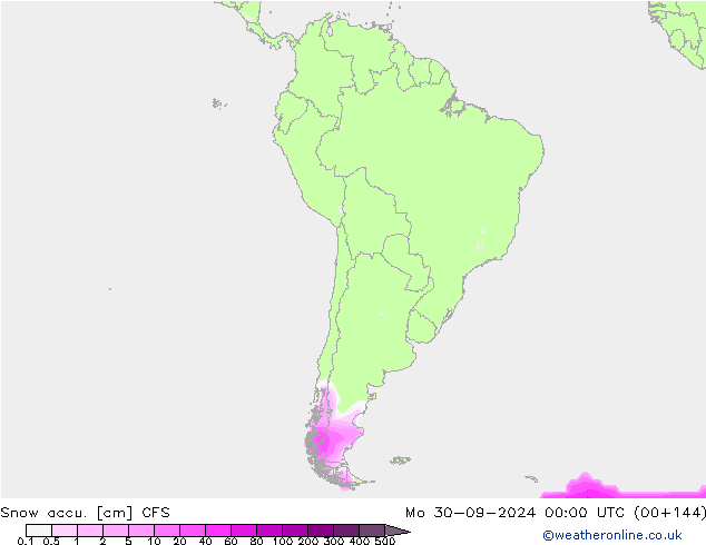 Snow accu. CFS Mo 30.09.2024 00 UTC