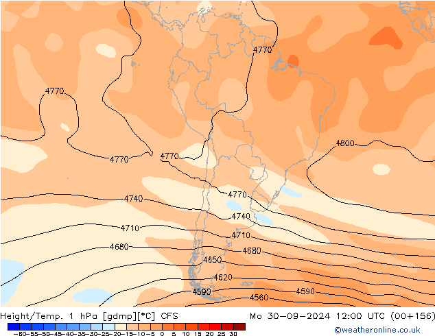 Géop./Temp. 1 hPa CFS lun 30.09.2024 12 UTC